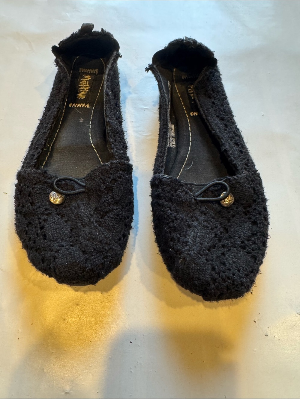 Target Black Crochet Ballet Flats with Button Accent